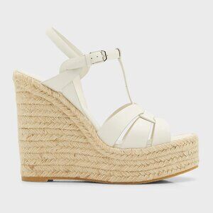 Saint Lauarent Tribute Leather T-Strap Espadrille Sandals